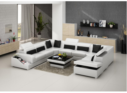 Skórzana sofa kanapa Żywy krajobraz Narożnik kanapa Narożnik Ustaw Design Modern Sofa G8008