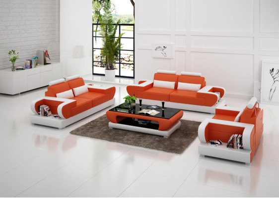 Skórzana sofa kanapa Żywy krajobraz 3+2+1 miejsce do siedzenia Ustawić Design Modern Sofa G8003D