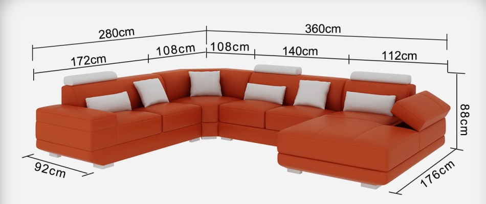 Skórzana sofa kanapa Żywy krajobraz Narożnikowa kanapa Narożnik Ustaw Design Modern Sofa
