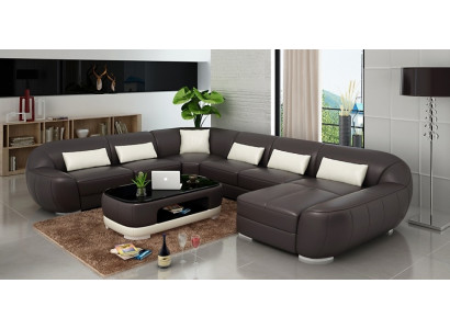 Nowoczesna skórzana sofa Narożnikowa kanapa Żywy krajobraz Siedziba Podkładka Couch Ustawić skórki