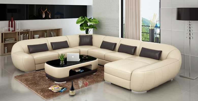 Sofa skórzana Sofa Żywy krajobraz Narożnikowa kanapa Narożnik Ustawić Okrągły Sofa Design Nowość R7007E