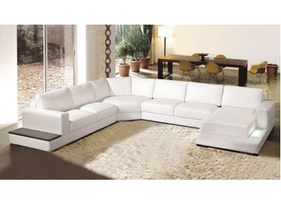Designerska skórzana sofa Żywy krajobraz Couch Narożnikowa kanapa Narożnik Ustawić Nowoczesna Sofa z USB