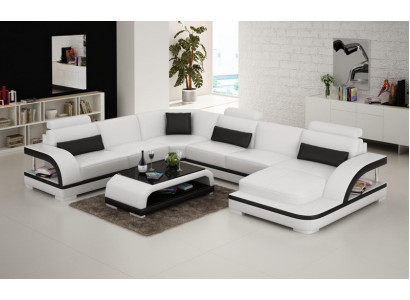Skórzana sofa kanapa Żywy krajobraz Narożnik kanapa Narożnik Ustaw Design Nowoczesna Sofa z USB
