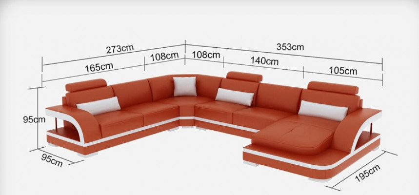 Skórzana sofa kanapa Żywy krajobraz Narożnik kanapa Narożnik Ustaw Design Nowoczesna Sofa z USB