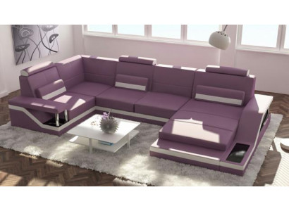 Żywy krajobraz Sofa z USB Podkładka Narożnikowa kanapa Ustaw Włókienniczy Materiał Skóra Sofy