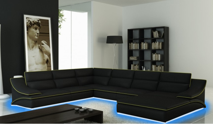 Narożnikowa kanapa skórzana sofa Podkładka Żywy krajobraz Couch Siedziba Narożnik Ustawić U Form EltmannG