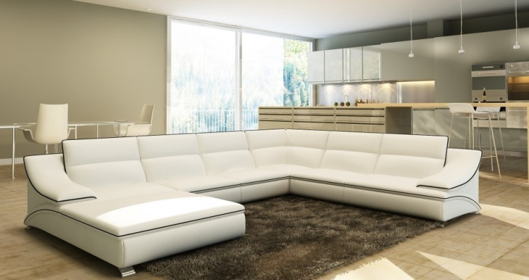 Narożnikowa kanapa skórzana sofa Podkładka Żywy krajobraz Couch Siedziba Narożnik Ustawić U Form EltmannG
