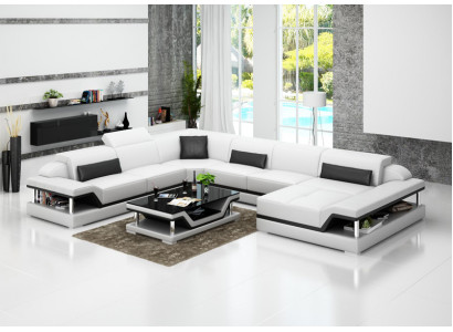 Skórzana sofa kanapa Żywy krajobraz Narożnik kanapa Narożnik Ustaw Design Modern Sofa G8004