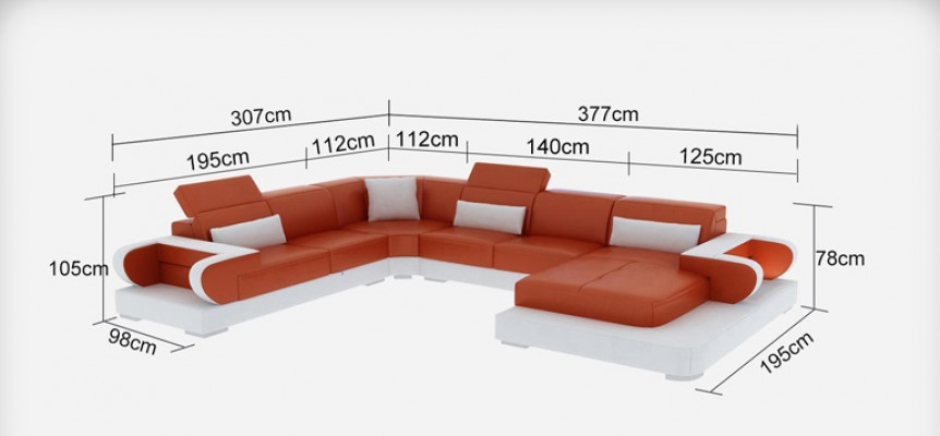 Living Couch Skóra Sofa Landscape Podkładka Ustawić Narożnik Sofy Siedziba Obcios Nowy