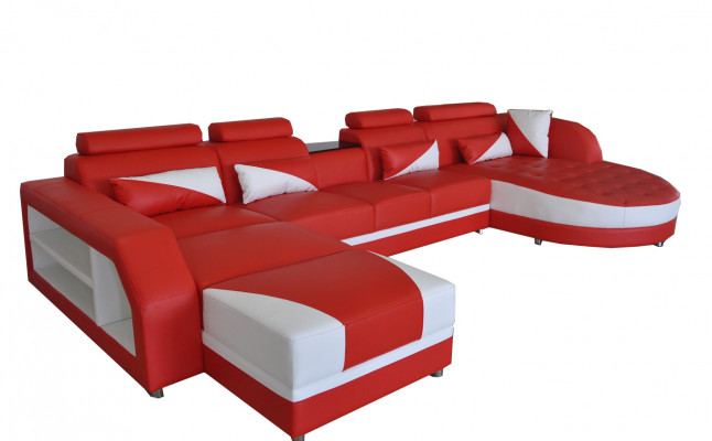 Narożnik Sofa Podkładka Kanapa Siedziba Narożnik Skóra Ustawić Modern Żywy krajobraz