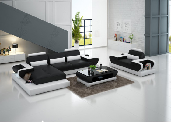 Design XXL Duża Sofa Narożnikowa kanapa Skórzana Sofa Kanapa Podkładka Narożnik Żywy krajobraz G8003E