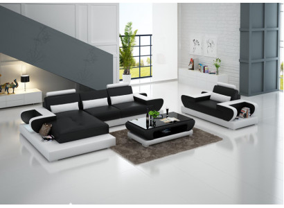Design XXL Duża Sofa Narożnikowa kanapa Skórzana Sofa Kanapa Podkładka Narożnik Żywy krajobraz G8003E