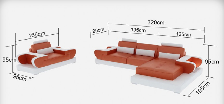 Design XXL Duża Sofa Narożnikowa kanapa Skórzana Sofa Kanapa Podkładka Narożnik Żywy krajobraz G8003E