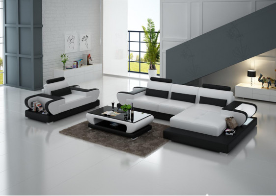 Design XXL Duża Sofa Narożnikowa kanapa Skórzana Sofa Kanapa Podkładka Narożnik Żywy krajobraz G8003E