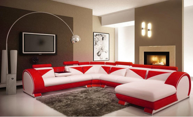 Żywy krajobraz Narożnikowa kanapa Sofa Kanapa Podkładka Ustawić Sofa Skórzana New Vigo U Shape Max