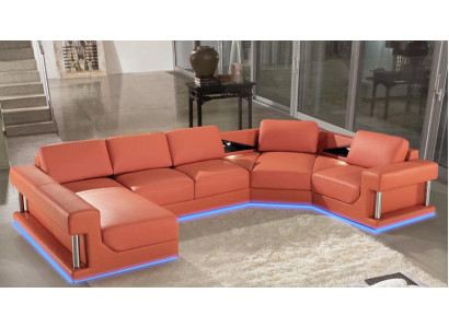 Skórzana sofa kanapa Żywy krajobraz Narożnik kanapa Narożnik Ustawić Design Modern Sofa A1131