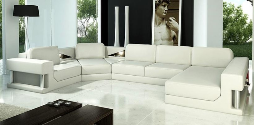 Skórzana sofa kanapa Żywy krajobraz Narożnik kanapa Narożnik Ustawić Design Modern Sofa A1131
