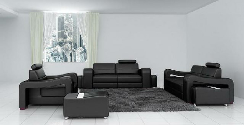 Designerska skórzana sofa Zestaw sofowy USB Sofa Siedziba Podkładka Ustawić 3+2+1 Obcios