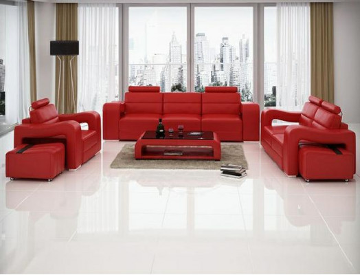 Designerska skórzana sofa Zestaw sofowy USB Sofa Siedziba Podkładka Ustawić 3+2+1 Obcios