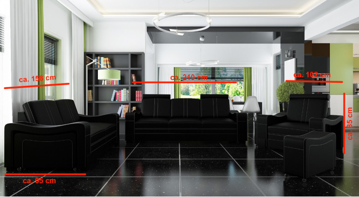 Sofa skórzana sofa projekt Zestaw sofowy 3+2+1 z sofą USB Ustawić komplet tapicerki