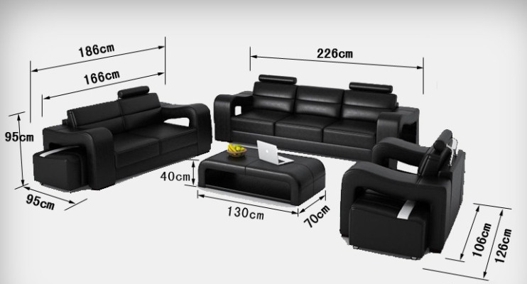 Skórzana sofa kanapa Żywy krajobraz 3+2+1 miejsce do siedzenia Ustawić Design Modern Sofa F3008D