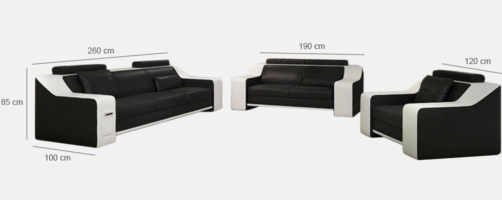 Skórzany zestaw wypoczynkowy Sofa Kanapa Siedziba Podkładka Ustawić Zestaw sofowy 3+2+1 Sofy HuttenS
