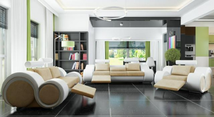 Zestaw sofowy Podkładka Sofa Kanapa Skóra Ustawić Żywy krajobraz 3+2+1 Włókienniczy BER
