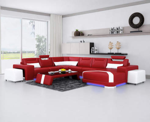 Sofa skórzana kanapa Żywy krajobraz Narożnik kanapa Narożnik Ustaw Design Nowoczesna Sofa Nowość F3011