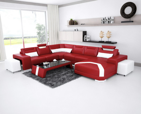 Sofa skórzana kanapa Żywy krajobraz Narożnik kanapa Narożnik Ustaw Design Nowoczesna Sofa Nowość F3011