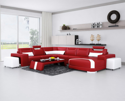 Sofa skórzana kanapa Żywy krajobraz Narożnik kanapa Narożnik Ustaw Design Nowoczesna Sofa Nowość F3011