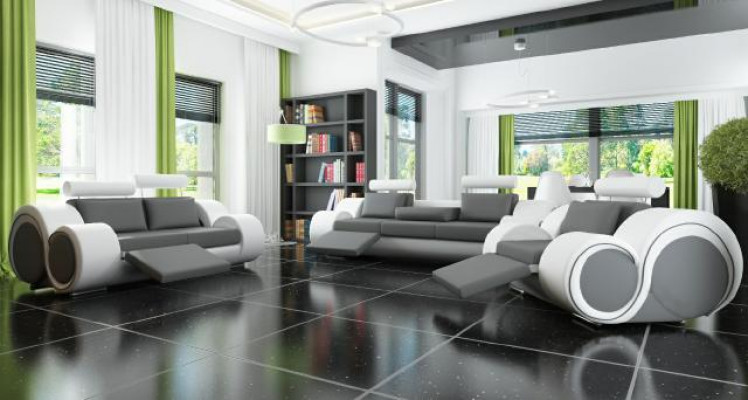 Skóra Sofa Zestaw sofowy 321 Siedziba Zestaw kanapy USB zestaw tapicerowany BERLIN Couch