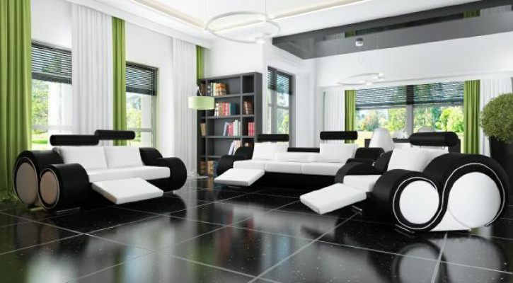 Skóra Sofa Zestaw sofowy 321 Siedziba Zestaw kanapy USB zestaw tapicerowany BERLIN Couch