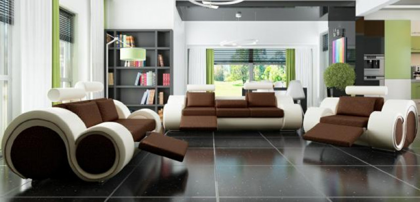 Designerski zestaw sofowy 3+2+1 z USB Podkładka Sofa Obcios Brown Couch Set
