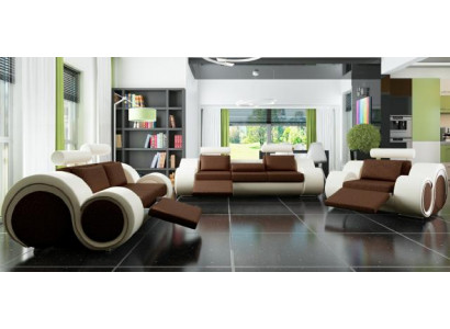 Designerski zestaw sofowy 3+2+1 z USB Podkładka Sofa Obcios Brown Couch Set