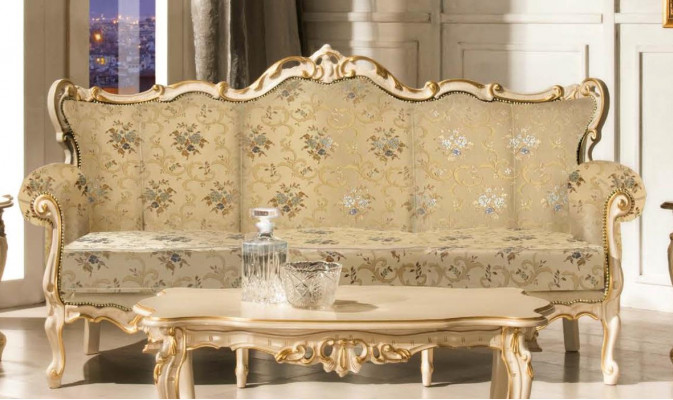 Sofa 3 miejsce do siedzenia Sofa Drewno Meble trzyosobowa kanapa sofy w stylu włoskim 200cm