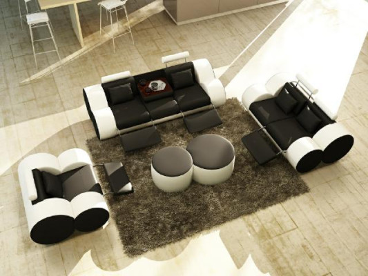 Skóra Sofa 3+2+1 miejsce do siedzenia z USB Relaks Couch Zestaw sofowy Zestaw tapicerski MADRID