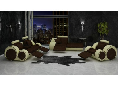 Sofa Skóra Włókienniczy Materiał Zestaw sofowy 3+szezlong+1 ​​USB Żywy krajobraz Ustawić Zestaw