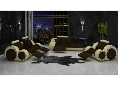 Sofa Skóra Włókienniczy Materiał Zestaw sofowy 3+szezlong+1 ​​USB Żywy krajobraz Ustawić Zestaw