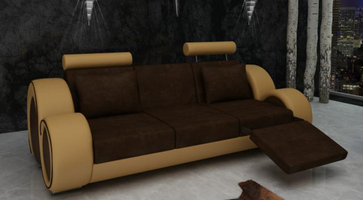 Sofa Skóra Włókienniczy Materiał Zestaw sofowy 3+szezlong+1 ​​USB Żywy krajobraz Ustawić Zestaw