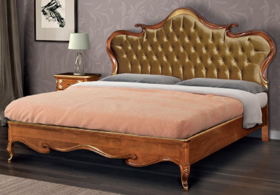 Chesterfield Łóżko Podkładka Design Luxury Double Hotel łóżko Włoskie Drewno Nowe