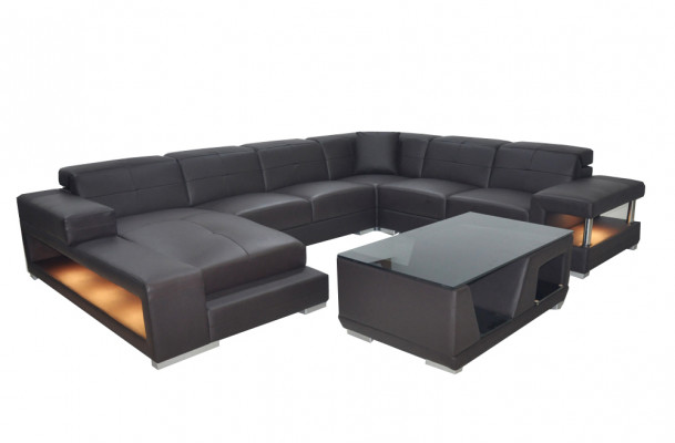 Skórzana sofa Narożnik Żywy krajobraz Ustawić Design Modern Narożnikowa kanapa Sofa Kształt U G8017