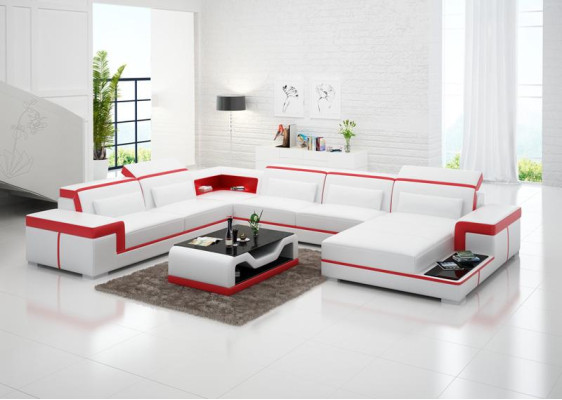 Narożnikowa kanapa Żywy krajobraz Sofa U Shape Podkładka Couchen Skóra Design Illuminated Couch
