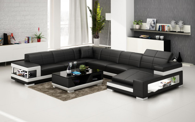 Skórzana sofa kanapa Żywy krajobraz Narożnik kanapa Narożnik Ustaw Design Modern Sofa G8017