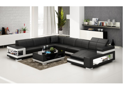 Skórzana sofa kanapa Żywy krajobraz Narożnik kanapa Narożnik Ustaw Design Modern Sofa G8017