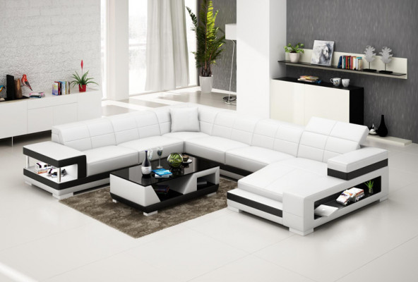 Skórzana sofa kanapa Żywy krajobraz Narożnik kanapa Narożnik Ustaw Design Modern Sofa G8017