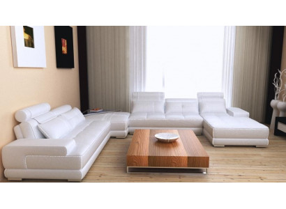 Narożnikowa kanapa kanapa kanapa Żywy krajobraz skórzana sofa XXL designerskie sofy Wolfhagen Biały