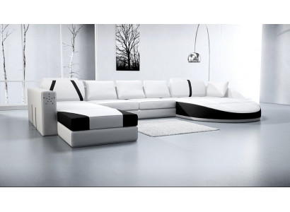 Skórzana sofa kanapa Żywy krajobraz Narożnik kanapa Narożnik Ustaw Design Modern Sofa A1122