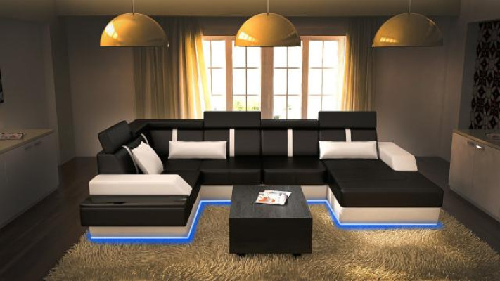 Projektant Żywy krajobraz narożnik + sofa USB Podkładka Ustawić skórzaną sofę sofy Nowość