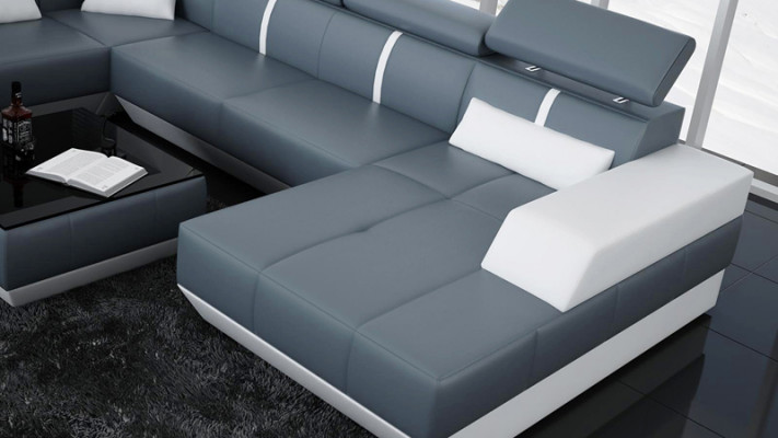 Nowoczesna sofa skórzana Podkładka Narożnikowa kanapa Sofa Couch Żywy krajobraz K5015 + USB