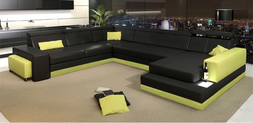 Skórzana Sofa Kanapa Nowy Żywy krajobraz Narożnikowa kanapa Narożnik Ustawić Design Nowoczesna Sofa + USB